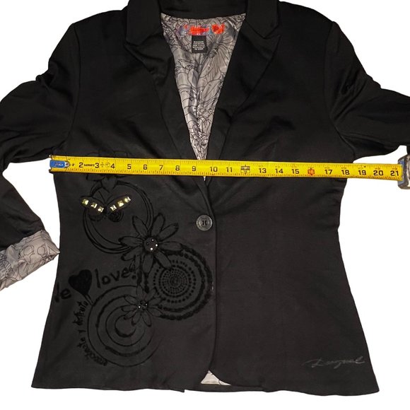Desigual Womens black blazer button size 42 - Picture 8 of 9